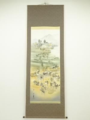 田中六一筆　豊穣春秋二十六景　肉筆絹本掛軸（共箱）